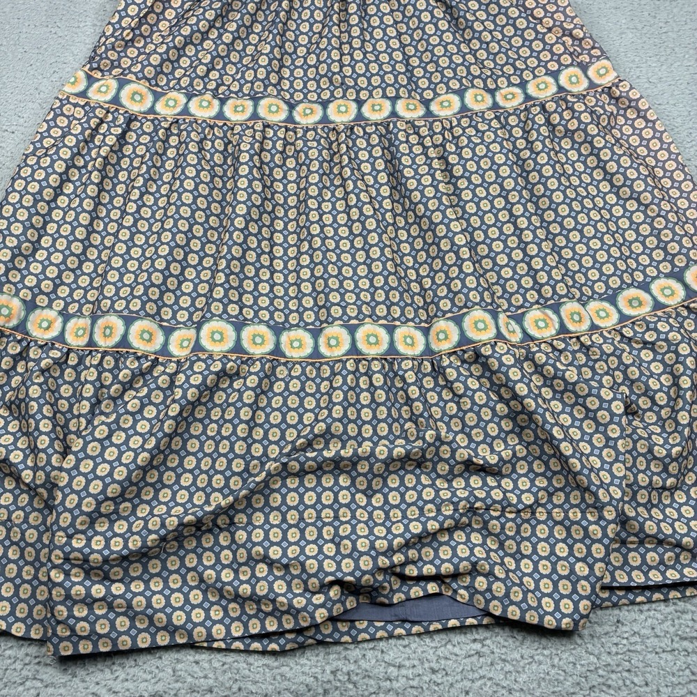 Gretchen Scott Tiered Maxi Dress Ruffle Collar Blue Orange Print Women's Large - Picture 3 of 16